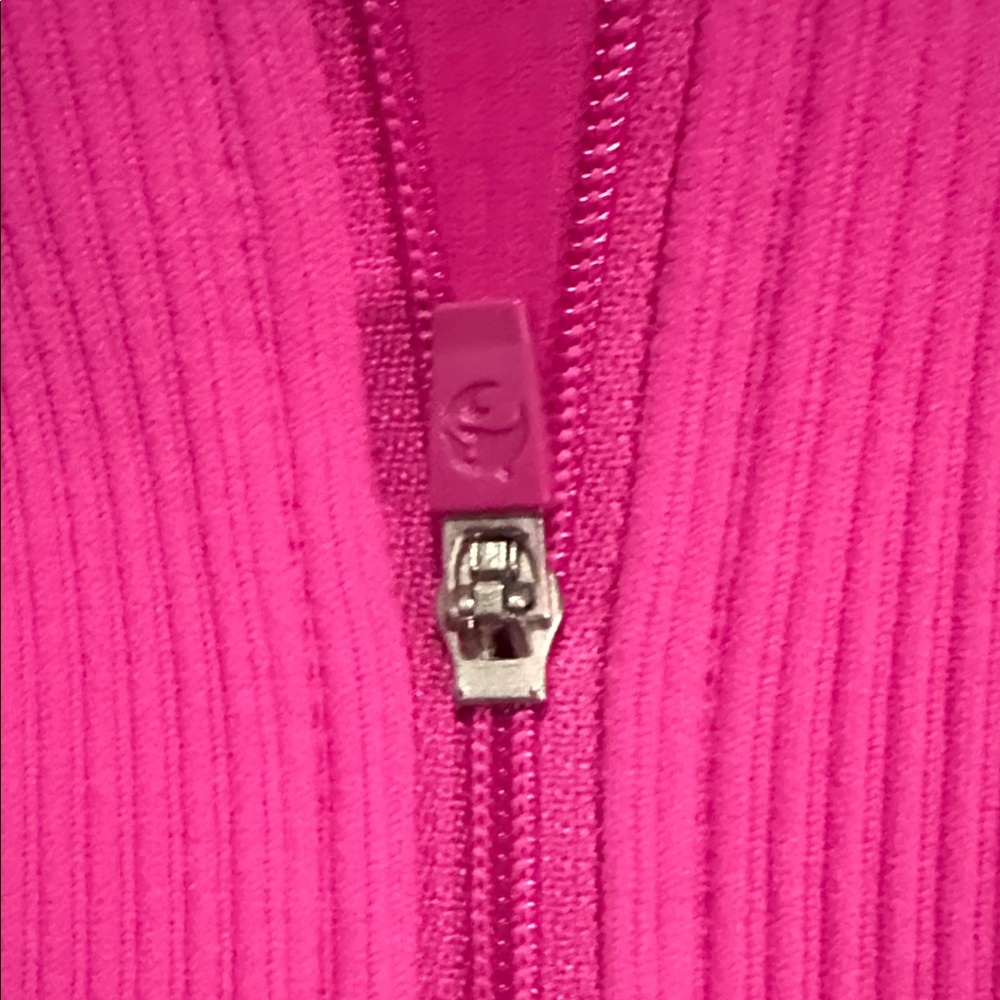 💖 OQQ Women’s Ribbed Zip Front Bodysuit Small Hot Pink Long Sleeve - Picture 5 of 12